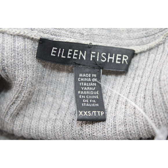 A6 Auth EILEEN FISHER Gray Long Stretch Ribbed Knit Wool Cardigan Size XXS - Picture 4 of 5